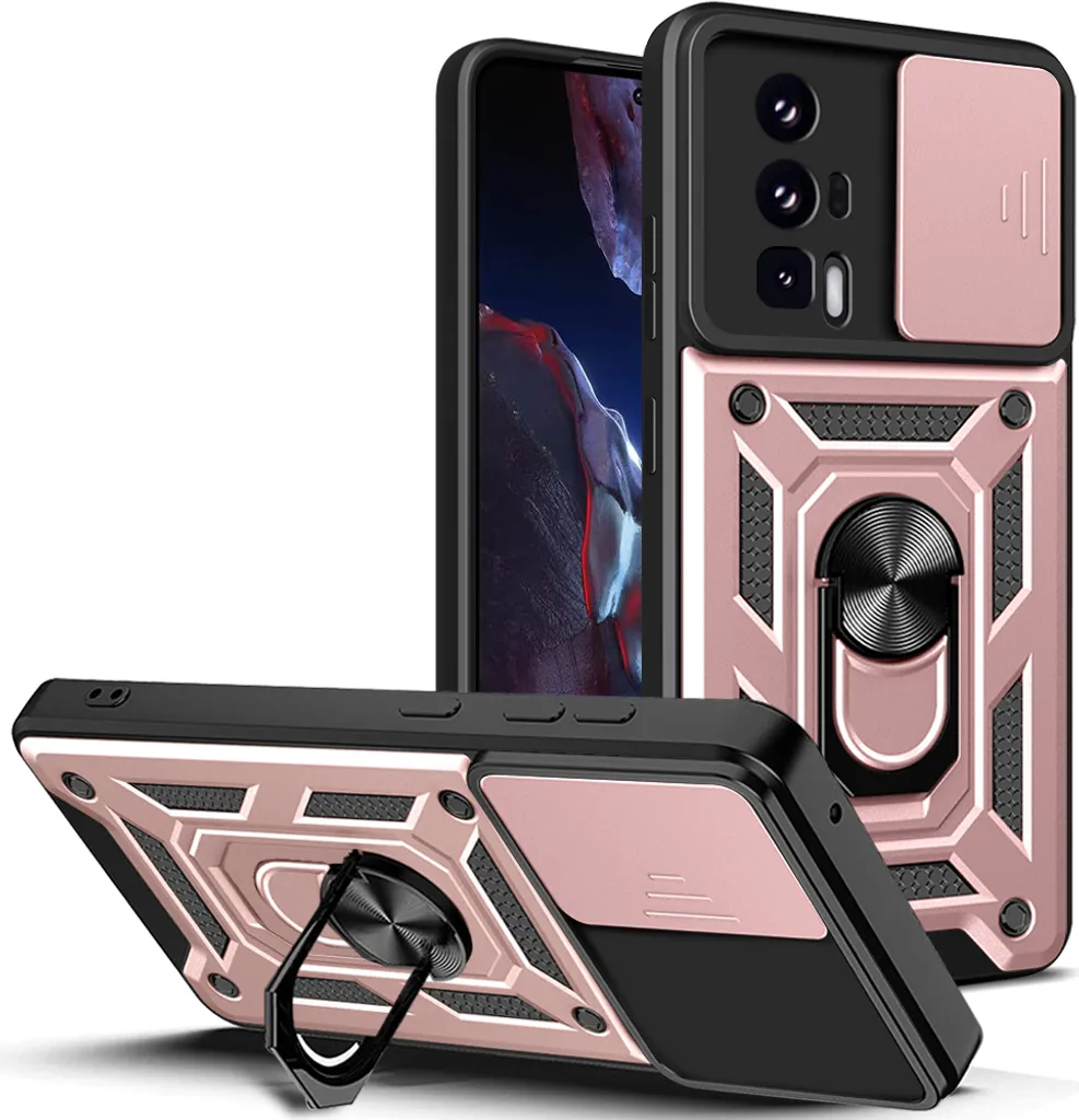 Custodia Per Xiaomi Poco C65 Con Specchio Intelligente BAIDIYU - Flip Cover Con Supporto, Visualizza Ora E Meteo, Rosa Oro