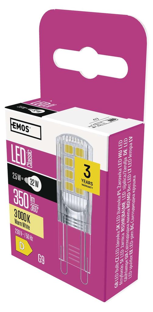 LED žárovka Classic JC / G9 / 2,5 W (32 W) / 350 lm / teplá bílá