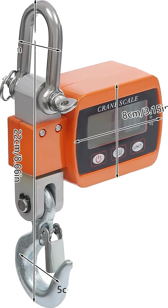 Balance suspendue 500 kg pour entrepôt et chantier avec écran LCD HD orange