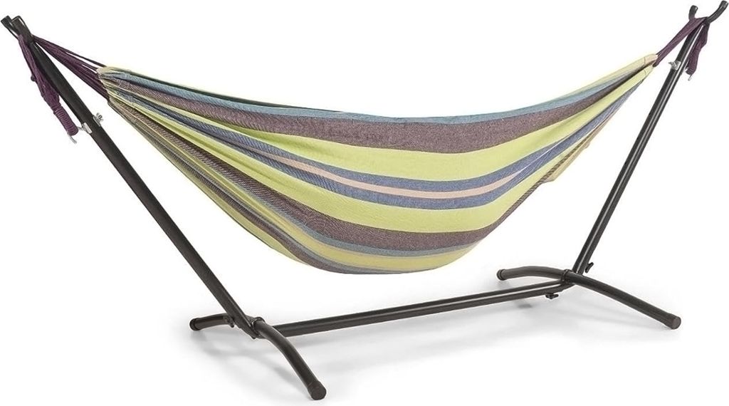 3.12 Hängematte mit Gestell 200 x 150 cm - Belastbar bis 200 Kg - Modell: Grün Rot