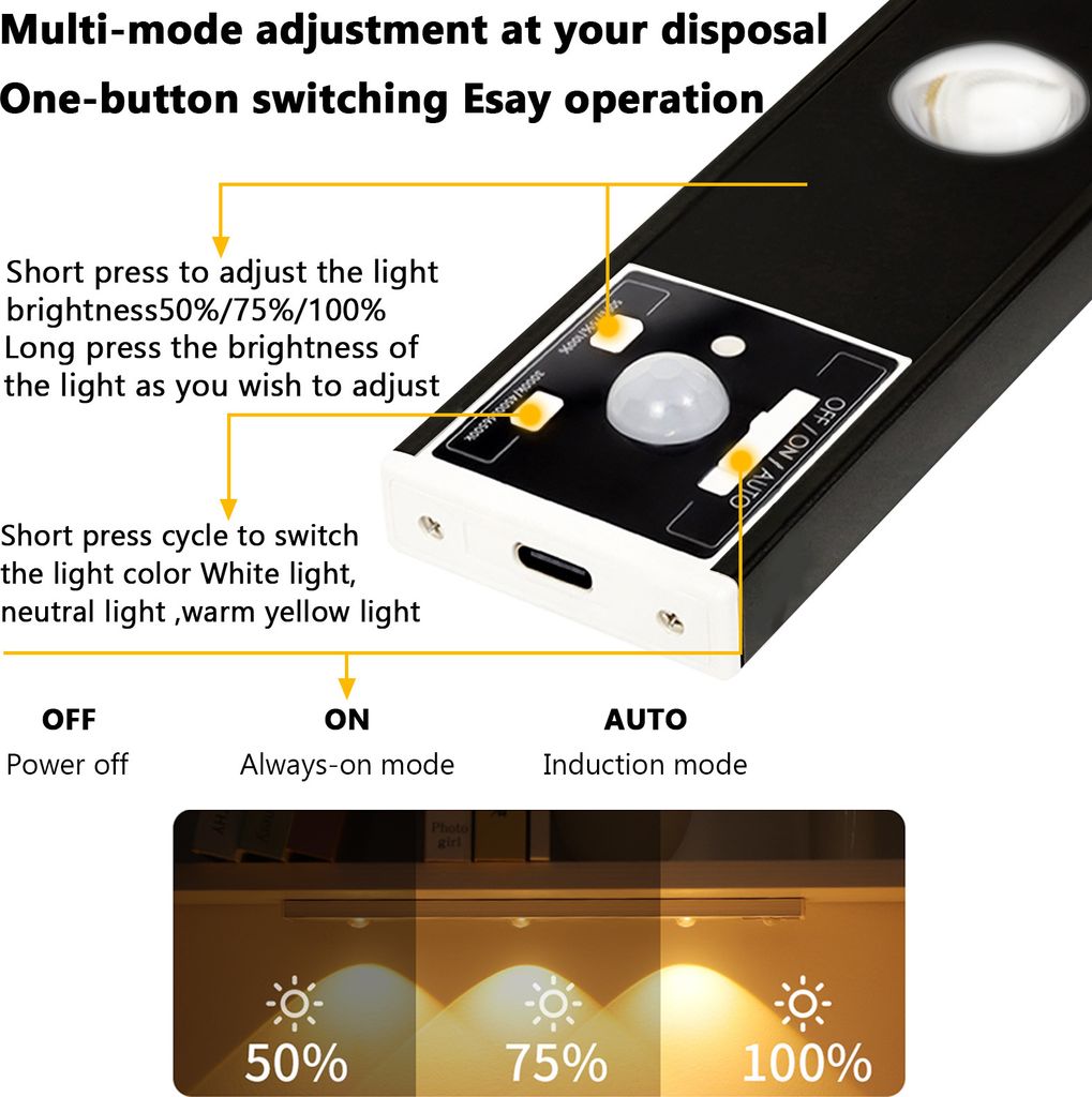 60cm LED Unterbauleuchte 3 Lichtfarbe Aufladbar Lichtleiste Produktbild 5