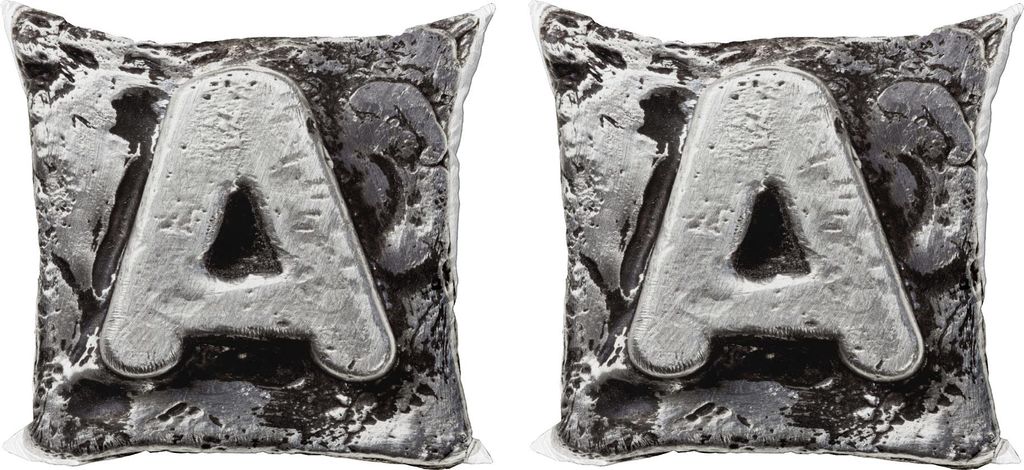 ABAKUHAUS Buchstabe a Kissenbezug Set (2Stück), Weinlese kennzeichnete einen Brief meinen Namen-alten bunten Effekt-Artisan-Typografie-Hintergrund...