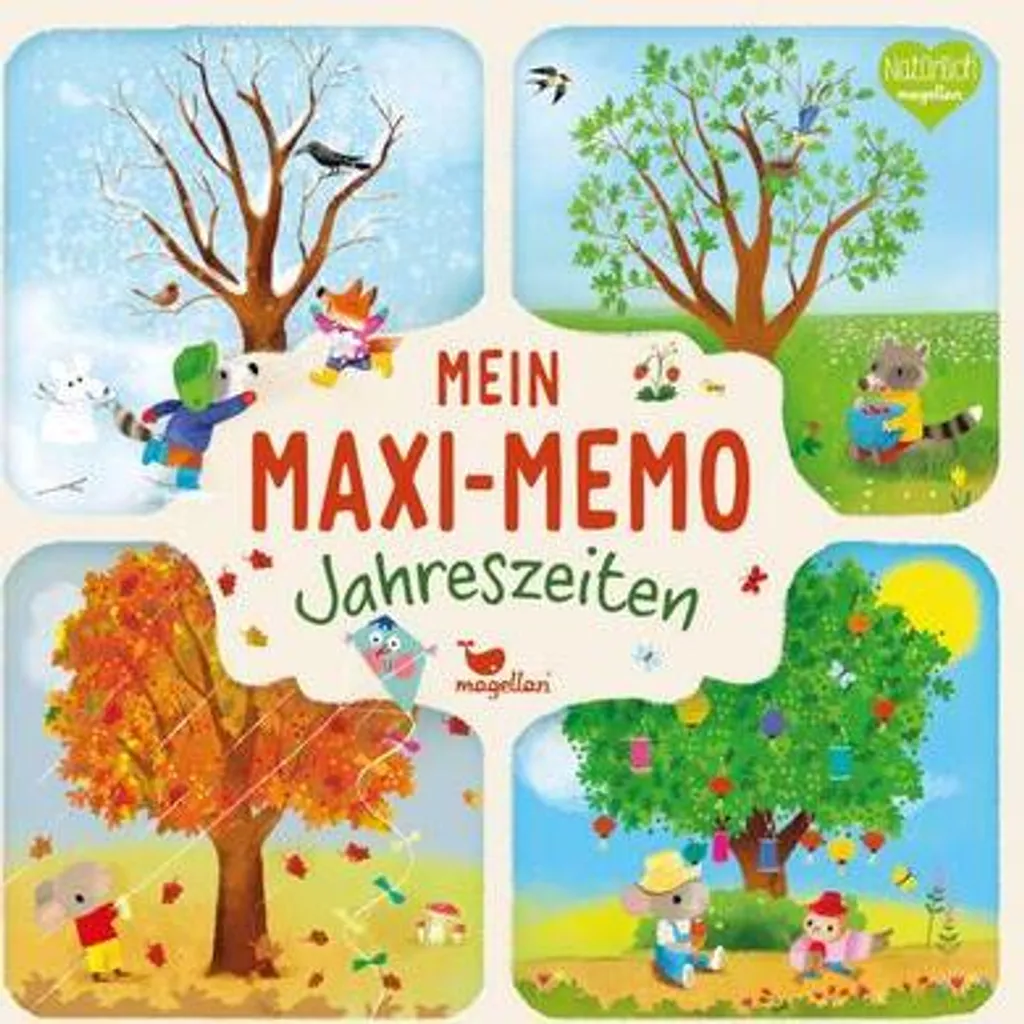 Maxi-Memo Saisons avec 24 grandes cartes illustrées en carton rigide