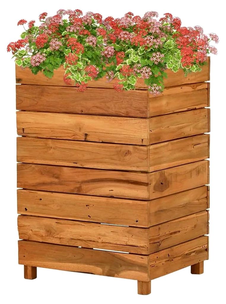 Hochbeet 50x40x72 cm aus recyceltem Teakholz und Stahl