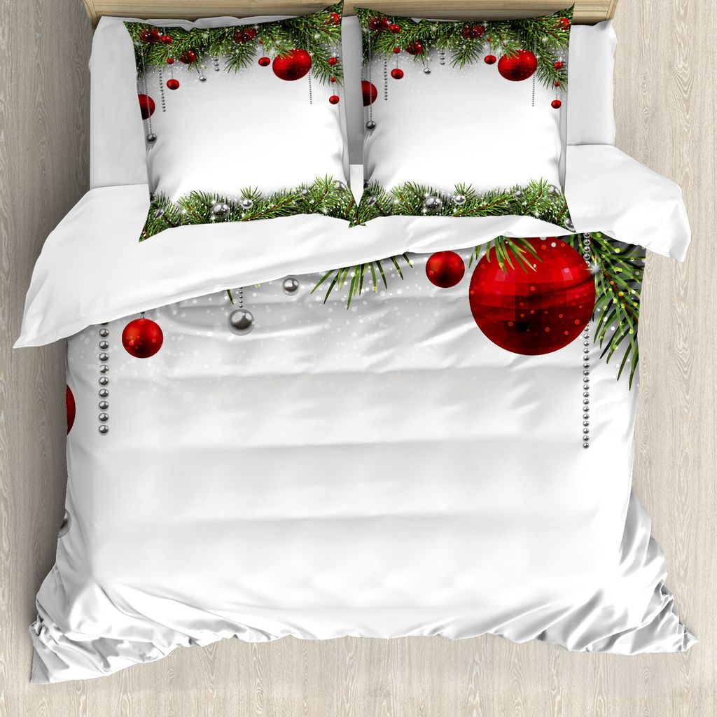 ABAKUHAUS Weihnachten Bettbezug, Baulbes Noel Baum, Milbensicher Allergiker geeignet mit Kissenbezügen, 200 cm x 200 cm - 80 x 80 cm, Mehrfarbig