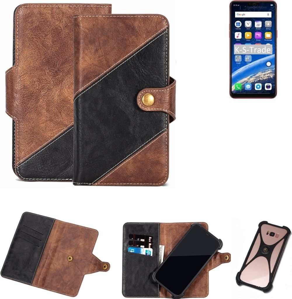 K-S-Trade Handy Hülle Schutz Hülle Schutzhülle Bookstyle Case kompatibel mit Oppo F7 Youth Handy Cover Hülle Schutztasche 1x