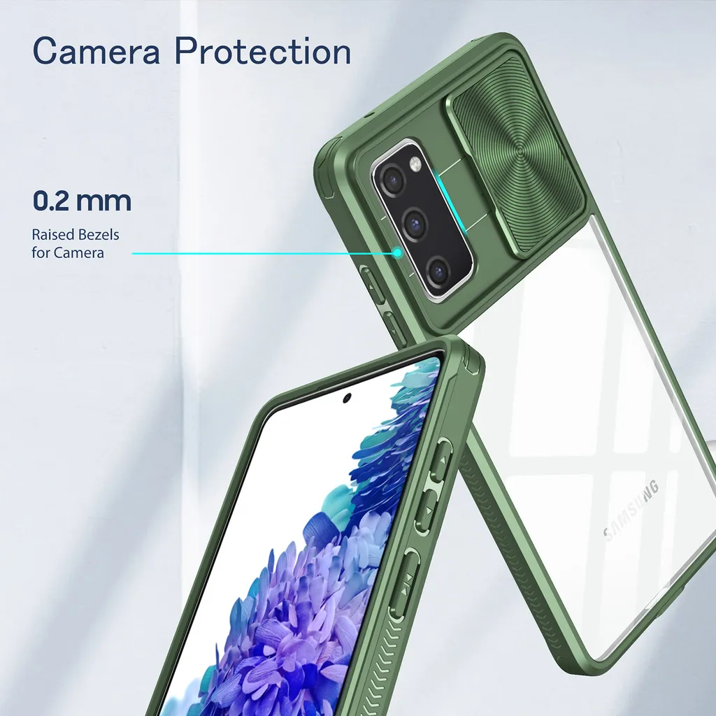 Cover Ibrida S20 FE Verde - Custodia Antiurto Trasparente Slide Camera - 6