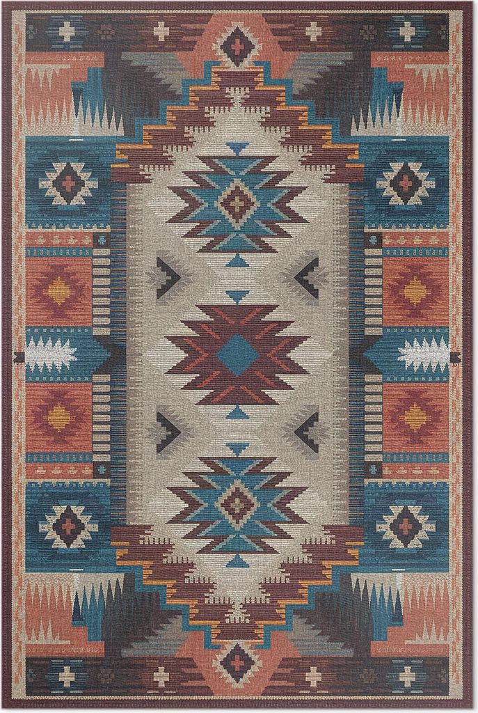 Symmetrische Kompositionen im aztekischen Geist – Vinylteppich – 80x120 cm – Indoor Teppich – Flur – Pflegeleicht – Modern