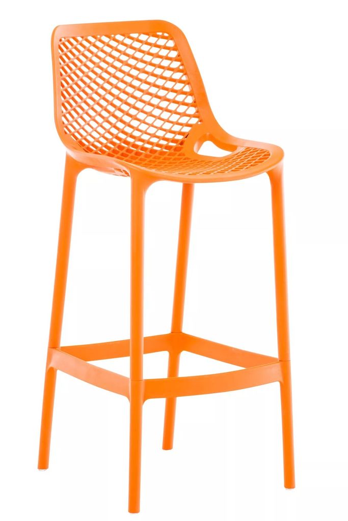 In And OutdoorMatch Barhocker Zachariah - 1er Set - Ergonomisch - Barhocker Küche oder Kantine - Orange - 75cm