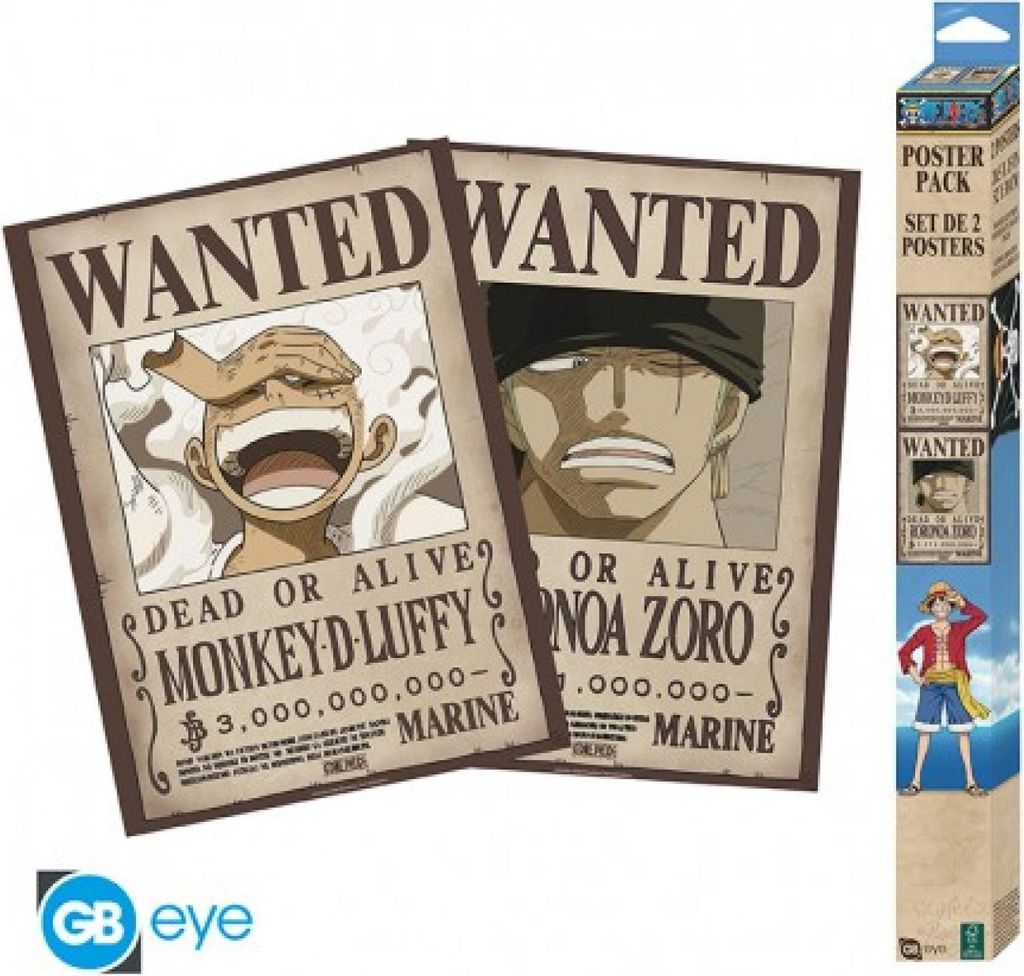 One Piece Set 2 Posters Chibi 52X38 Wanted Luffy & Zoro Produktbild 