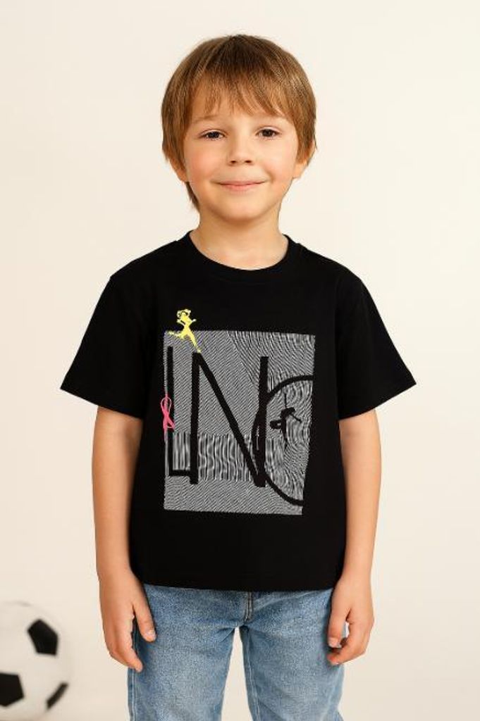 T-Shirt für Jungen – 100 % Baumwolle – Größe 134, Alter 9 Jahre - Schwarz