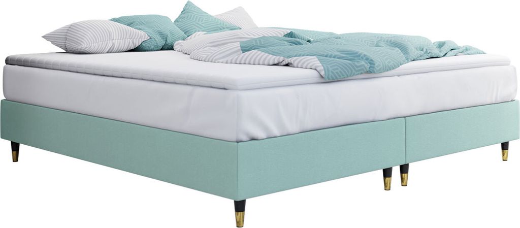 MIRJAN24 Boxspringbett Lux Gold für Wandpaneel, Doppelbett mit Matratze, Schlafzimmer (Farbe: Manila 11, Größe: 180x200 cm)