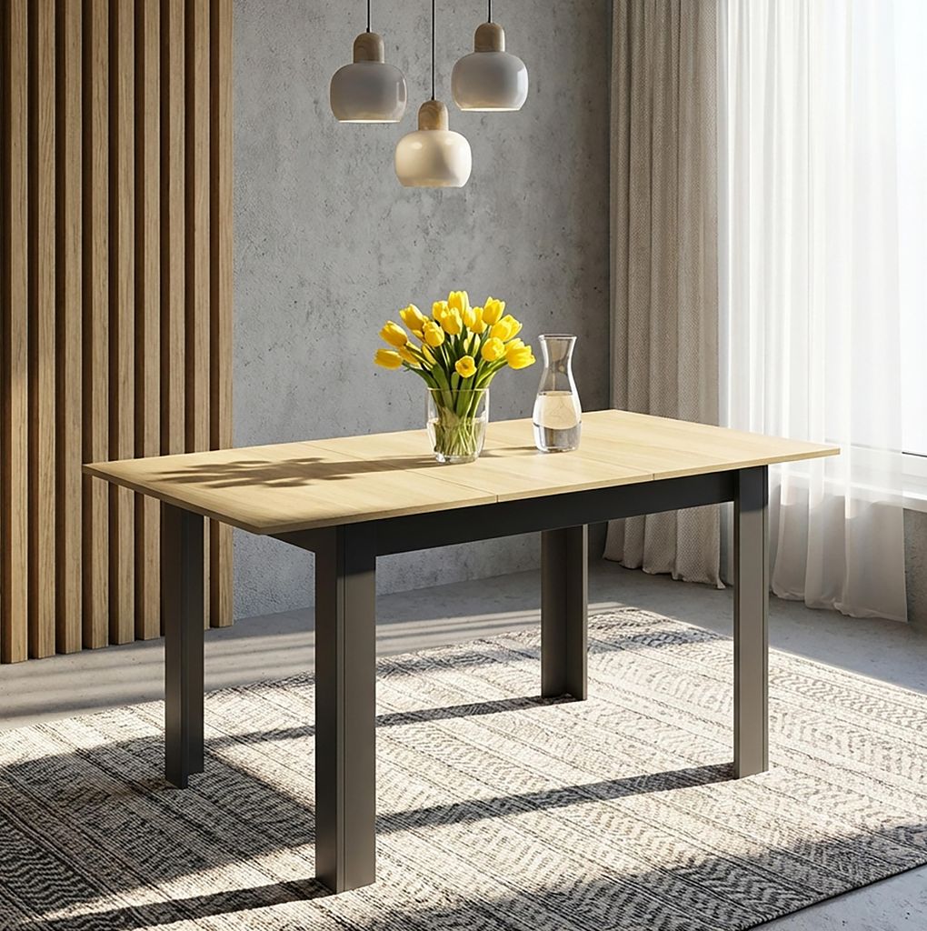 VCM VCM Esstisch ausziehbar, Holz Küchentisch 120-160 cm, kompakter Speisetisch für Küche & Essbereich, Tisch Pesoli