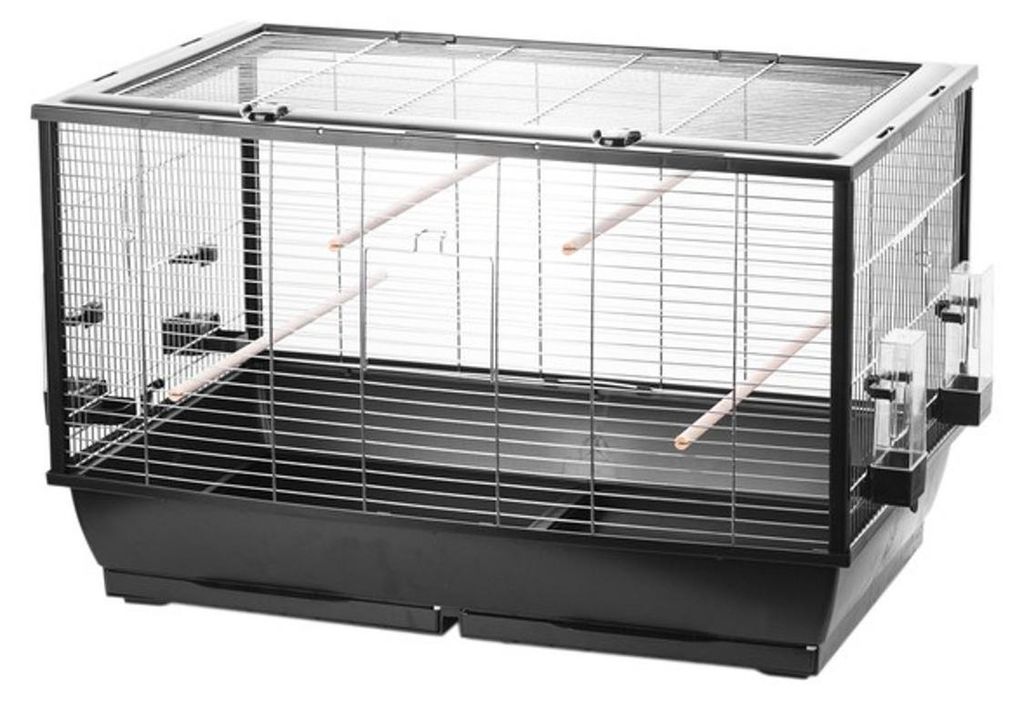 Vogelkäfig mit Dachöffnung & Freiflug Chrom/Schwarz Produktbild 