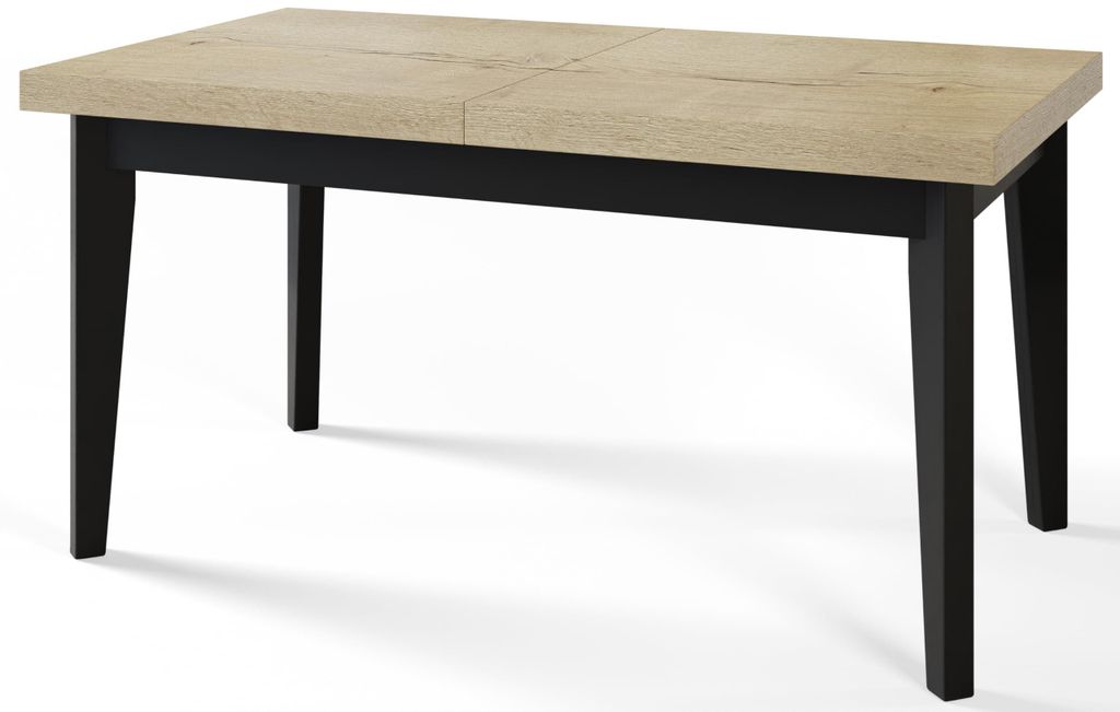Alpi Moebel, Rechteckiger Esstisch Skandi, Wohnzimmertisch Ausziehbar 140-180x80x78 cm, Halifax mit Holzbeinen in Schwarz