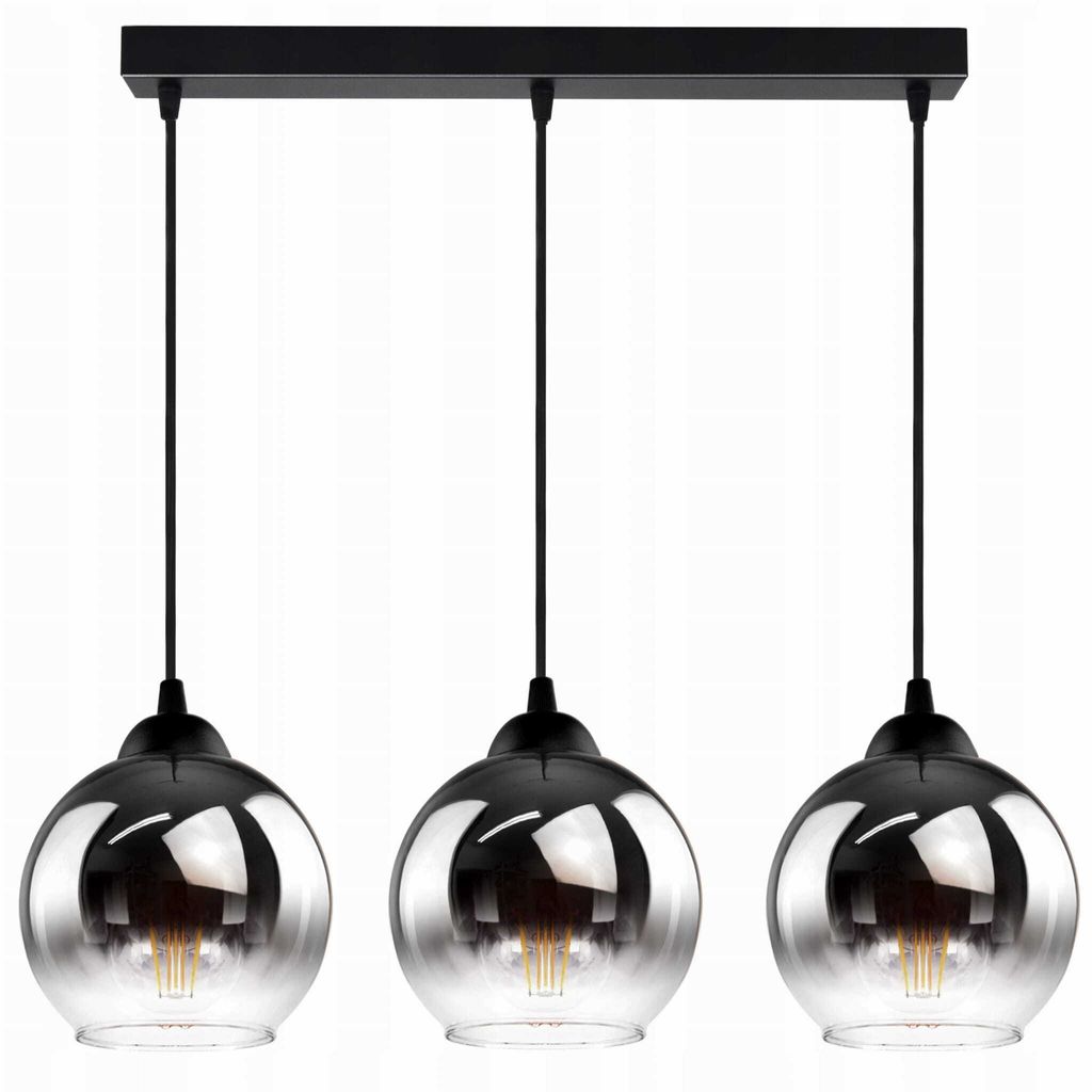A product shot of a three-light pendant lamp.