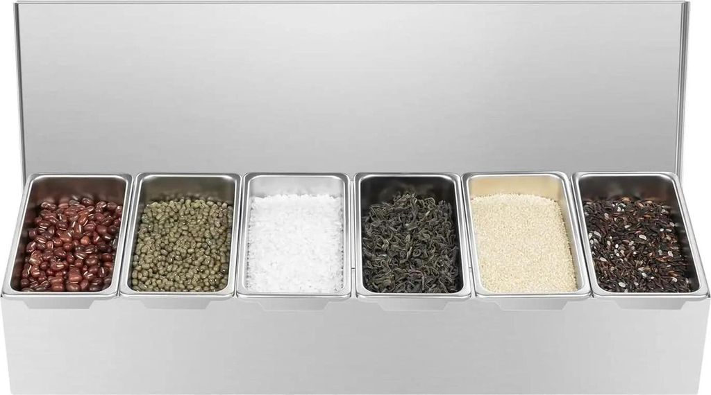 Pojemnik na składniki – stal nierdzewna – 6 przegródek – Zdjęcie produktu 