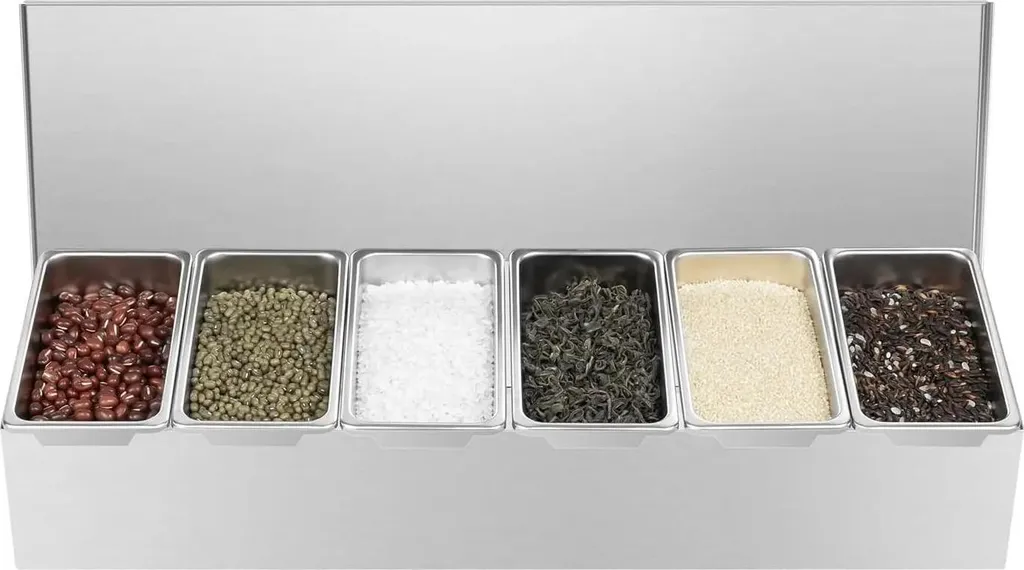 Récipient ingrédients inox 6 bacs : fini le désordre en cuisine pro