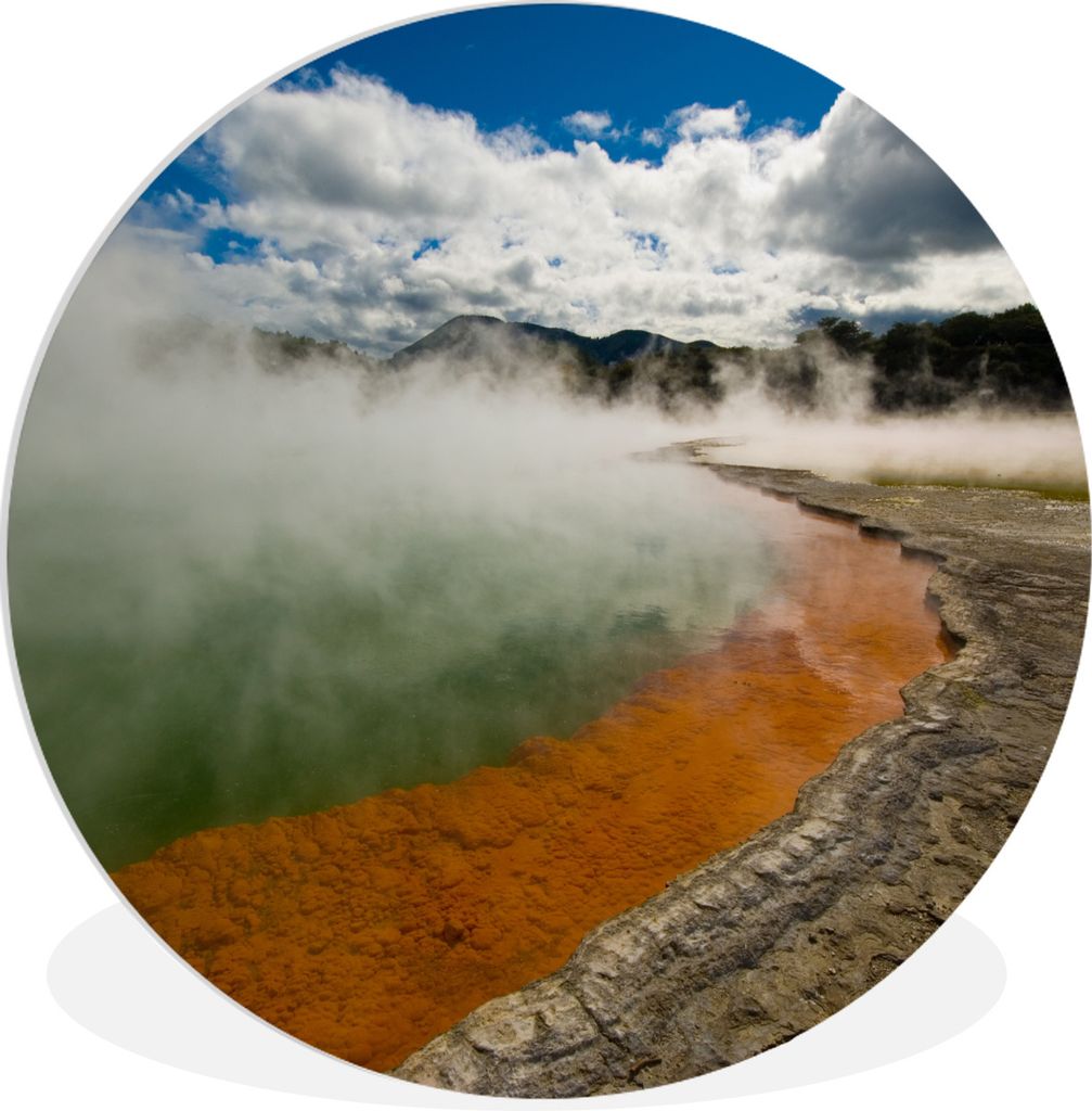 MuchoWow Rundes Wandbild - Runde Bilder Heißer Quellensee in einem Thermalpark in Rotorua, Neuseeland Ø 90 cm Kreis Wanddekoration Kunststoff -...