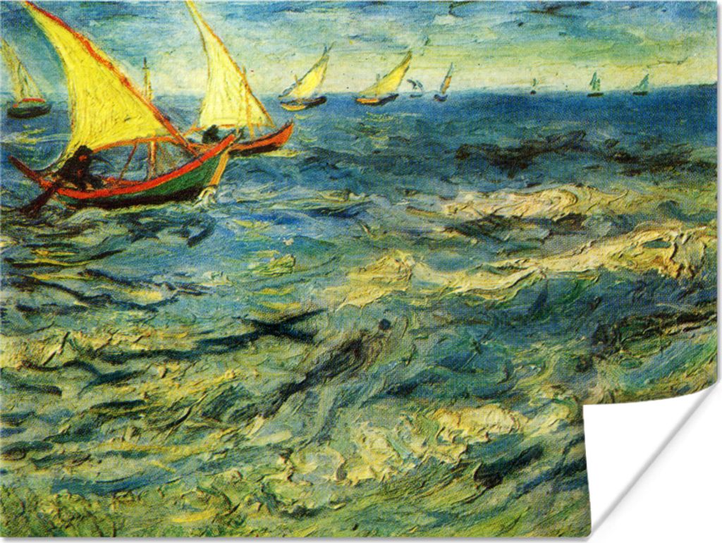 MuchoWow Poster Fischerboote auf dem Meer - Vincent van Gogh 160x120 cm - Foto Plakat