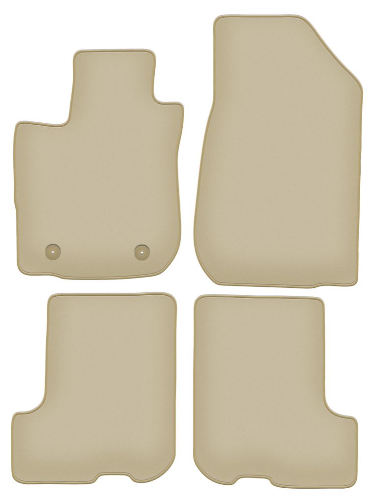 Velours-Fußmatten PREMIUM beige passend für Dacia Sandero Stepway II FL (2018-2021, Schrägheck) – mit Befestigungen – passgenau