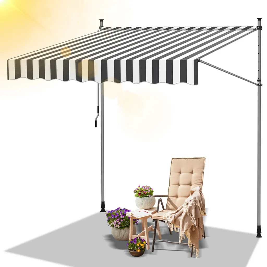 Tenda Balcone Jopassy 4m - Montaggio a Pressione Senza Forare Grigio