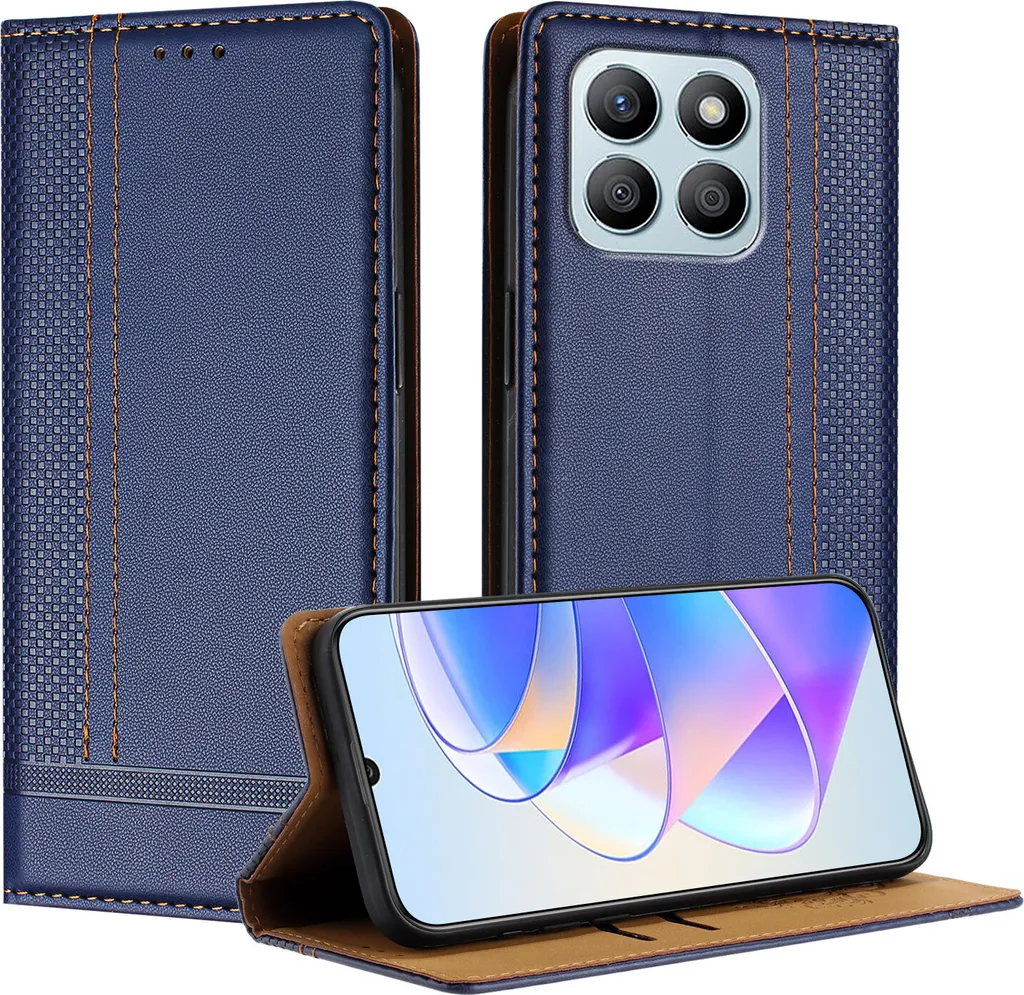 Cover Honor X8b Blu Notte: Pelle Professionale e Stand Video