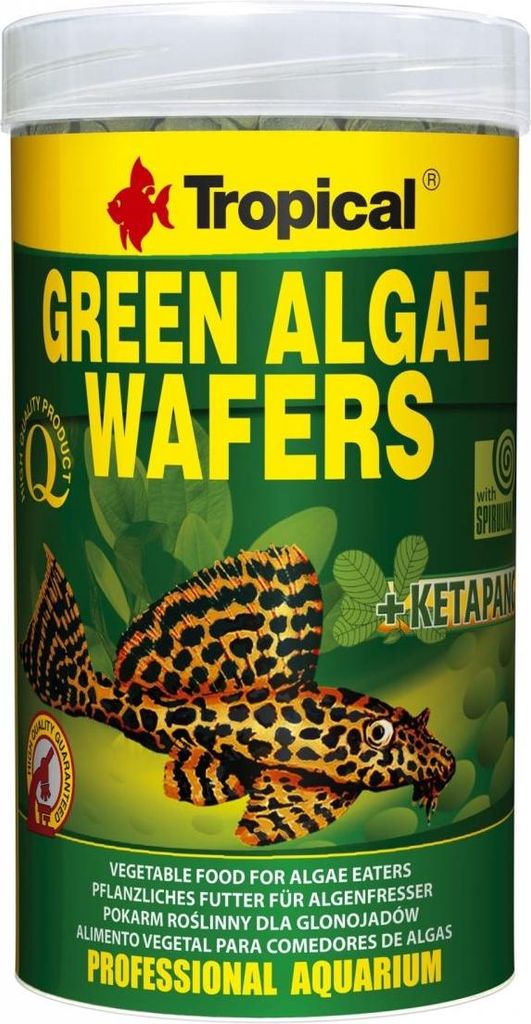 Tropical Green Algae Wafers, Zierfisch, Trockenfischfutter, Tablet, Vitamin A, Vitamin C, Vitamin D3, Vitamin E, Kupfer, Jod, Eisen, Manganese, Mol...