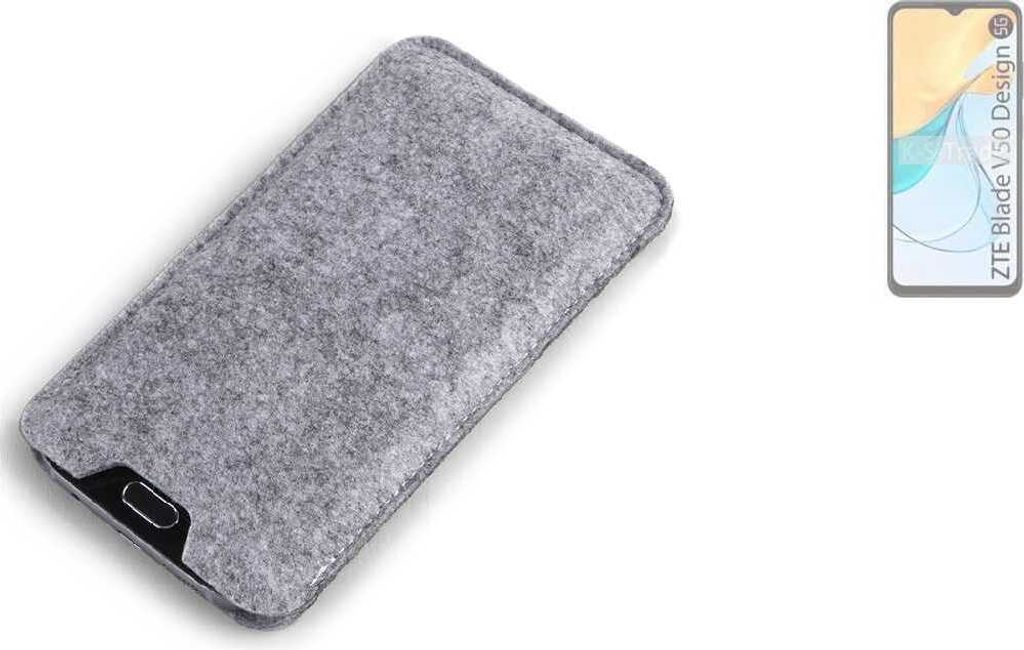 K-S-Trade Filz Handyhülle kompatibel mit ZTE Blade V50 Design 5G Schutzhülle Filztasche Filz Tasche Case Sleeve Handy Hülle Filzhülle grau
