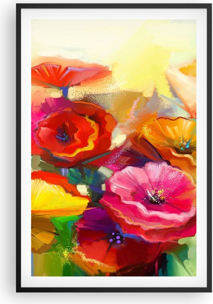 Gerahmtes Poster - Schwarzer Rahmen - Blumen Frühling Flora Garten - 61x91,5 cm - Wand Bild - Wanddeko - Wandbilder - Wandposter - Bilderrahmen - ...