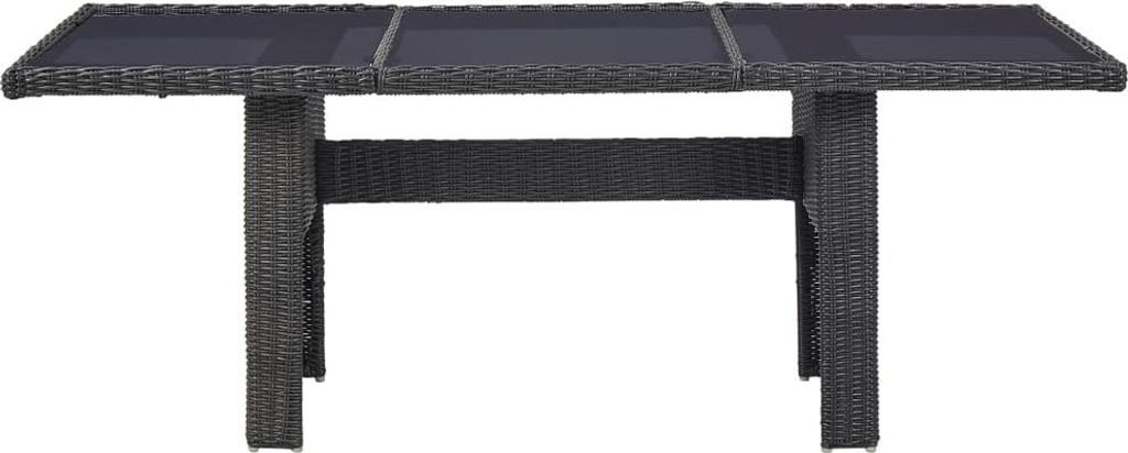 vidaXL Garten-Esstisch Schwarz 200x100x74 cm Glas und Poly Rattan