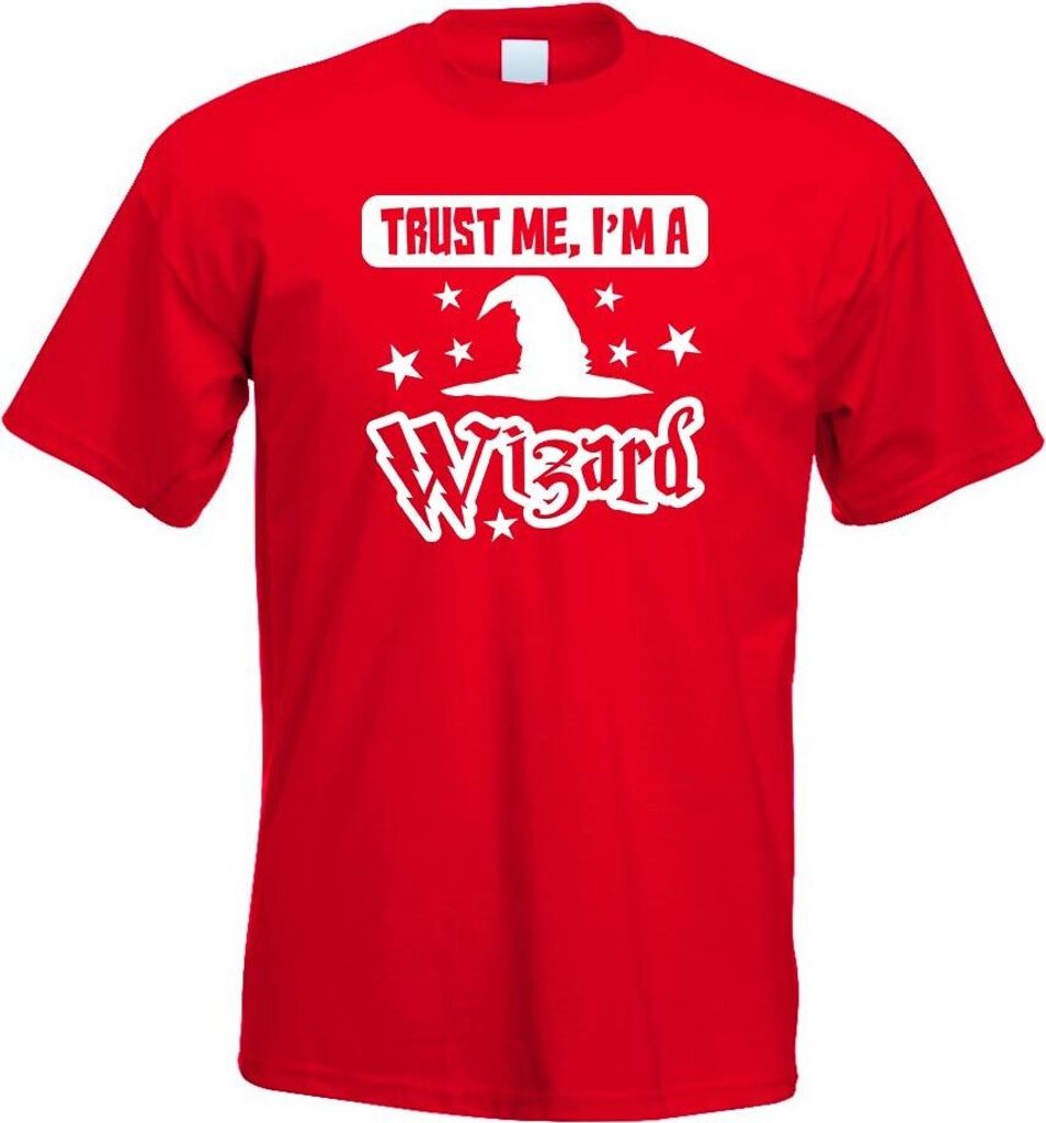 Kiwistar - T-Shirt - rot - Trust me, im a Wizard Motiv Bedruckt Funshirt Design Print - mit Motiv Bedruckt - Funshirt Design - Sport - Freizeit - H...