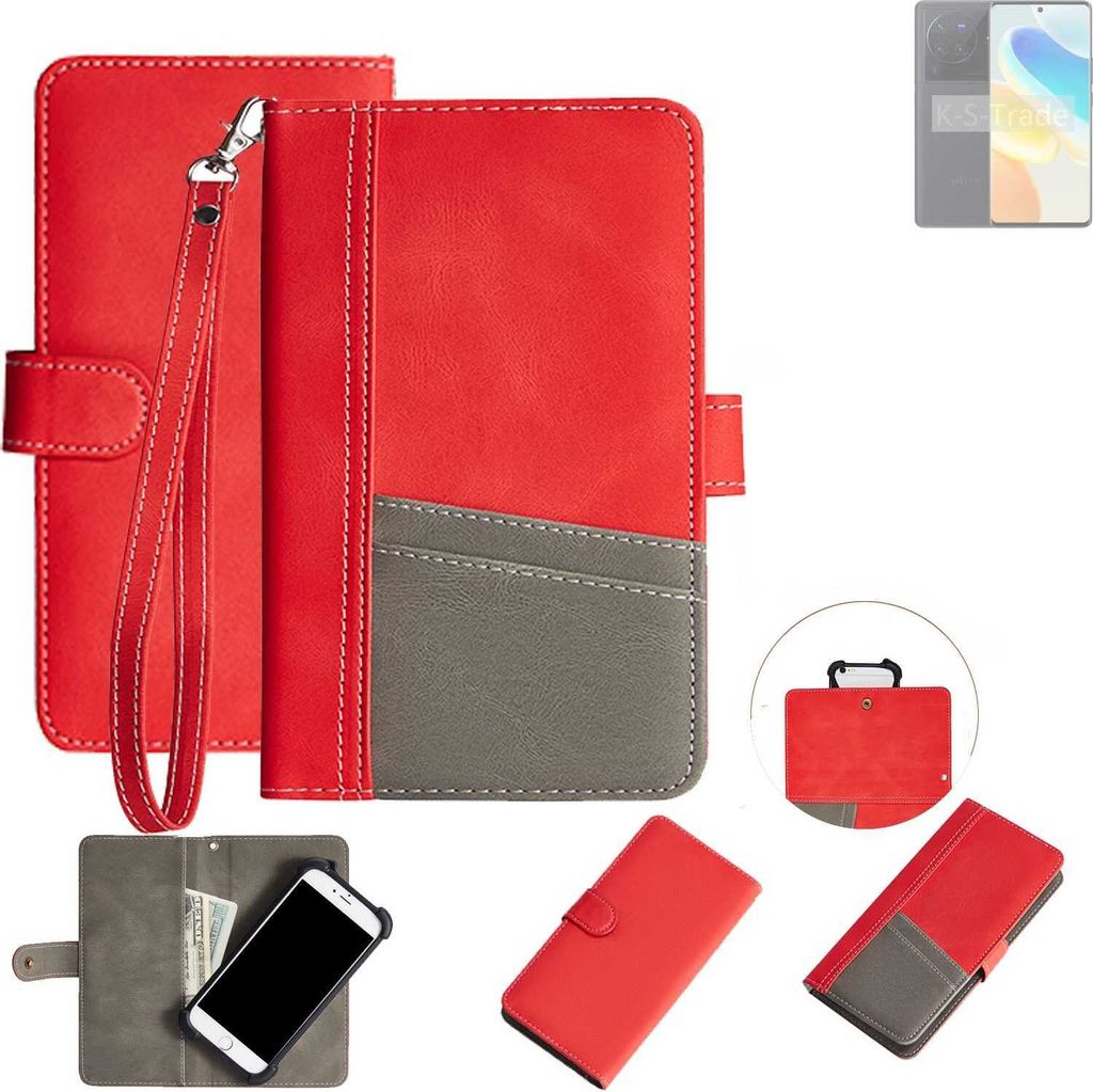 K-S-Trade Handy Schutzhülle kompatibel mit Vivo X80 Pro Hülle Portemonnee Brieftasche Klapphülle Kartenfächer Flip Wallet Case Etui