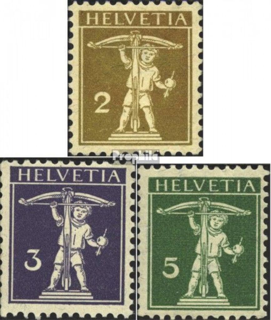 Briefmarken Schweiz 1909 Mi 111I-113I (kompl.Ausgabe) Sehne Produktbild 