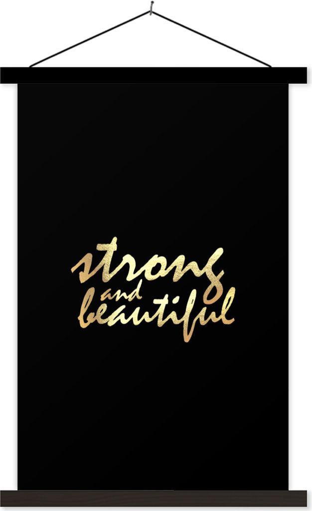MuchoWow Textilposter Zitate - Motivation - Schwarz - Gold 120x180 cm mit schwarzem Rahmen - Fotos
