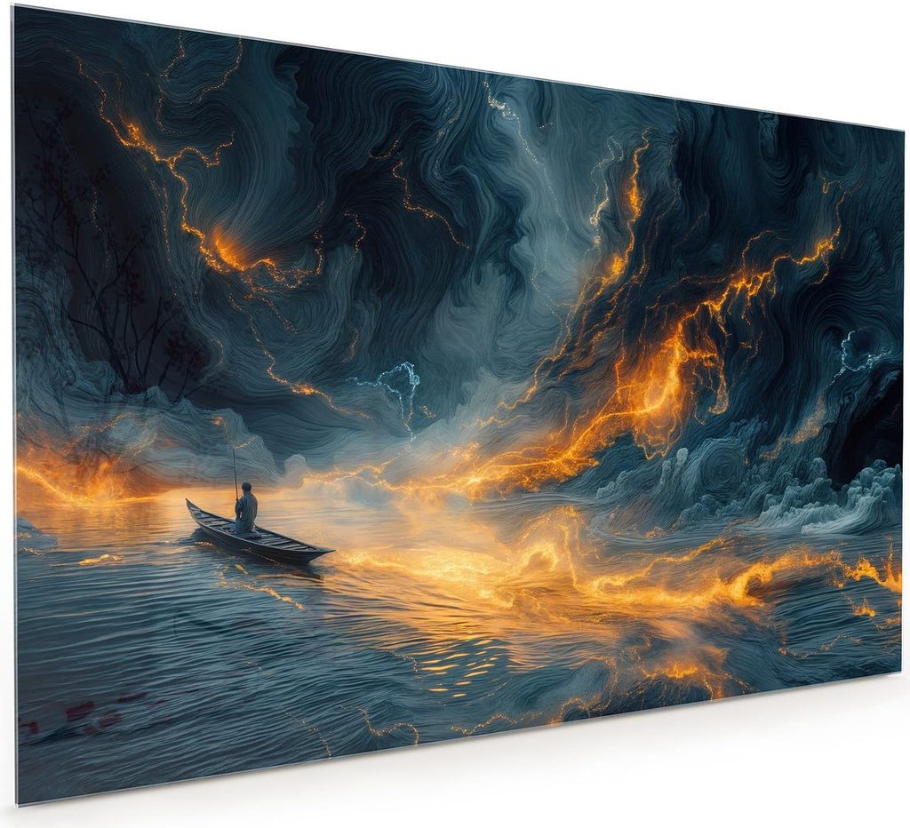 Küchenrückwand Spritzschutz Glas mit Motiv Feuer und Wasser 40 x 40 cm