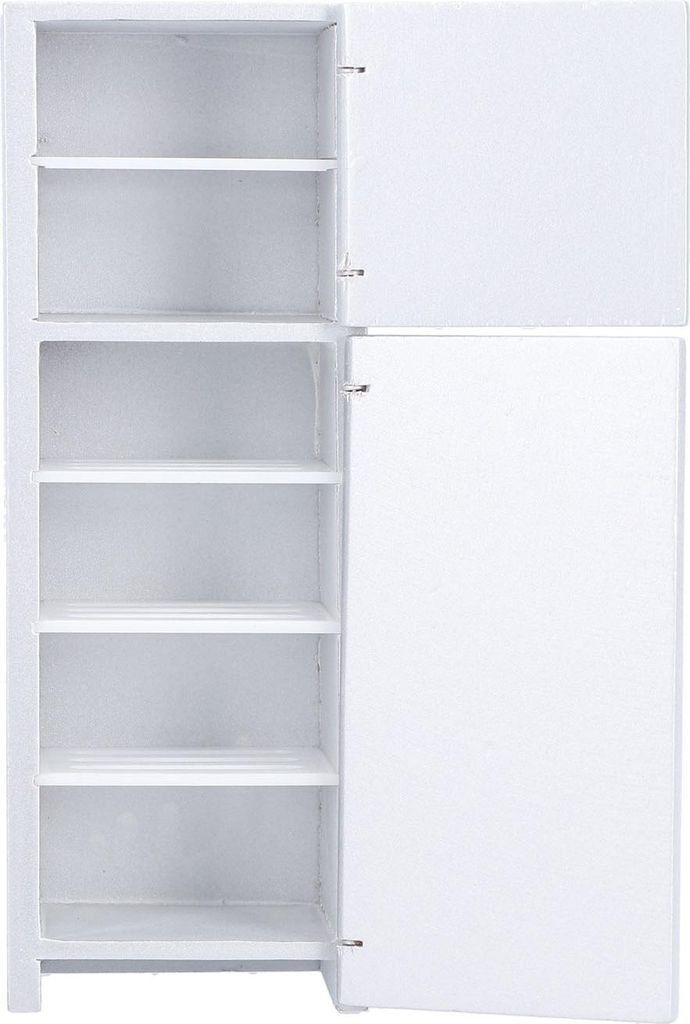 1:12 Puppenhaus Kühlschrank Holz Miniatur Kühlschrank Möbel Dekoration Geschenk Spielzeug Silber