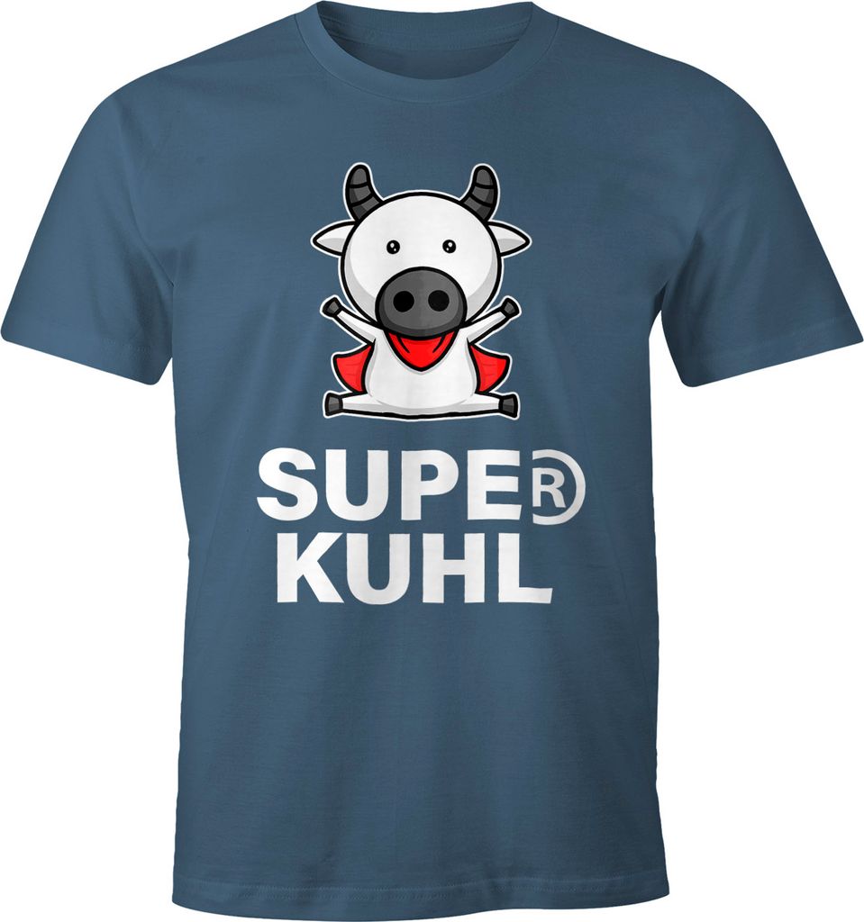Lustiges Herren T-Shirt Tier-Motiv Super Kuhl Kuh Fun-Shirt Moonworks denim XXL