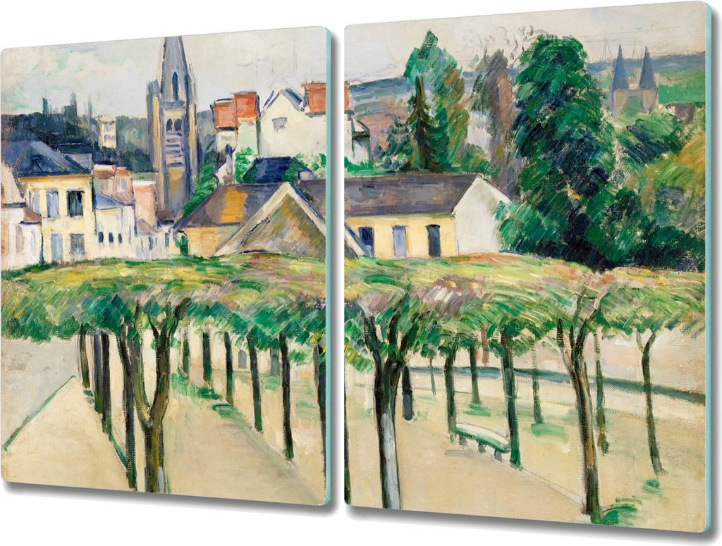 Coloray Schneidebrett Herdabdeckplatte 2x40x52 cm Kochplattenabdeckung Hackbrett Küchenbrett - Hof Stadt grün