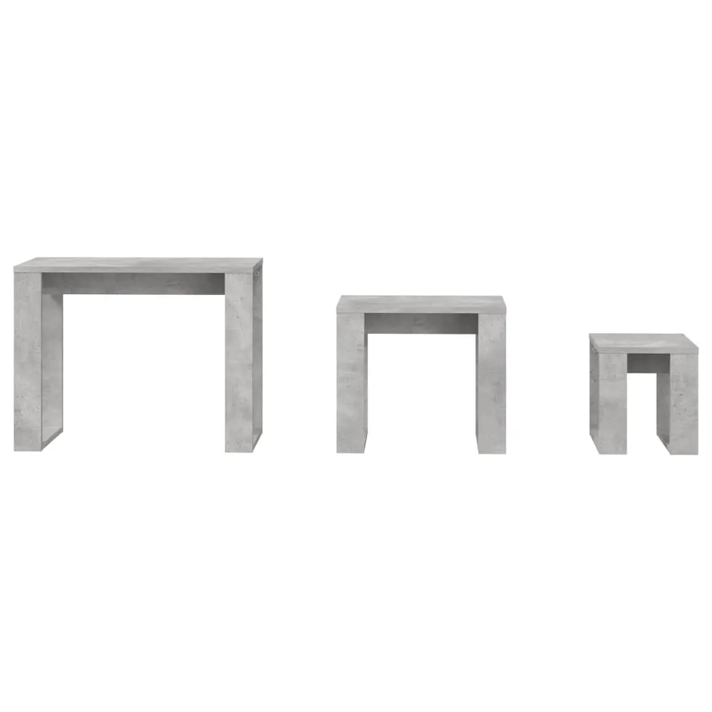 Tables gigognes lot de 3 tables d'appoint empilables effet béton gris - 8