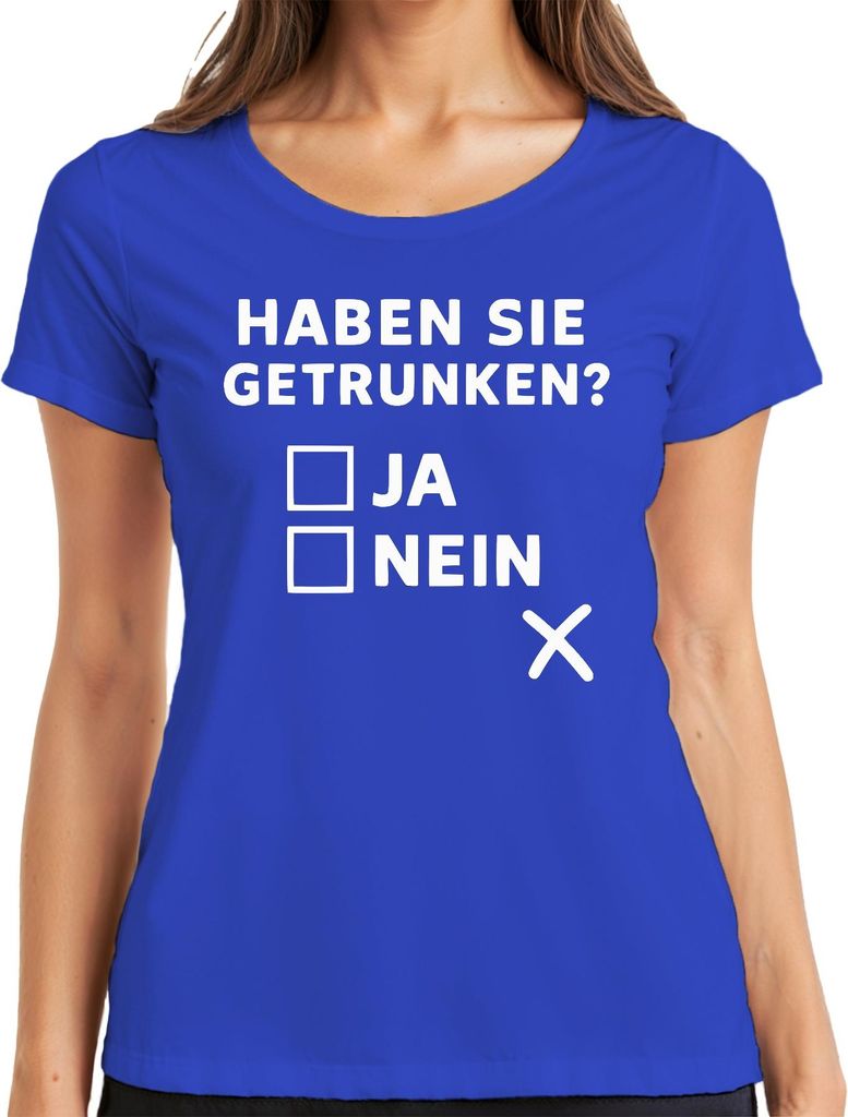 Haben Sie getrunken? Ja oder Nein Lustig Alkohol JGA Bier Bar Damen T-Shirt, Blau, L