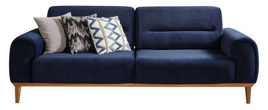 Sofa 3-Sitzer Wohnzimmer Blau Couchgarnitur Designer Möbel Polster 3er Couchen