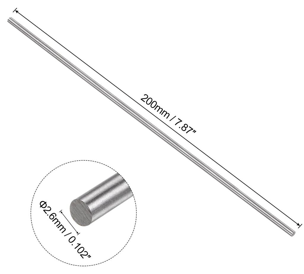 5 Stš¹ck Runde Stahlmetallstangen, 2,6 mm x 200 mm Hochgeschwindigkeitsstahl (HSS) Drehbankstangenwerkzeug, fš¹r Wellengetriebe, Langweilmaschi...