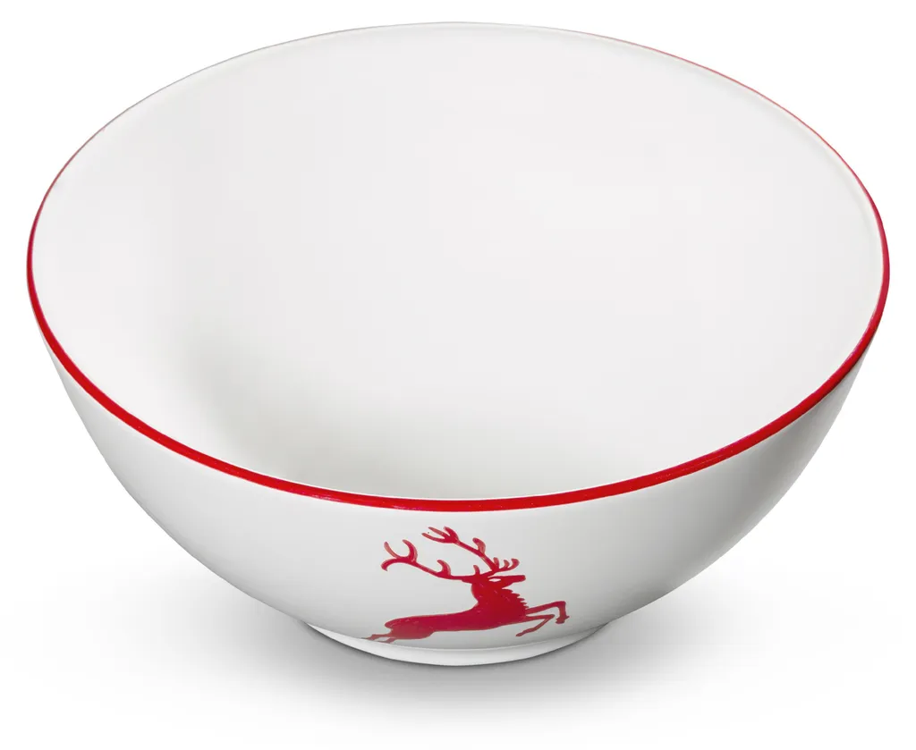Grand Saladier Rubinroter Hirsch Gmundner Keramik 23cm Décor Cerf Rouge