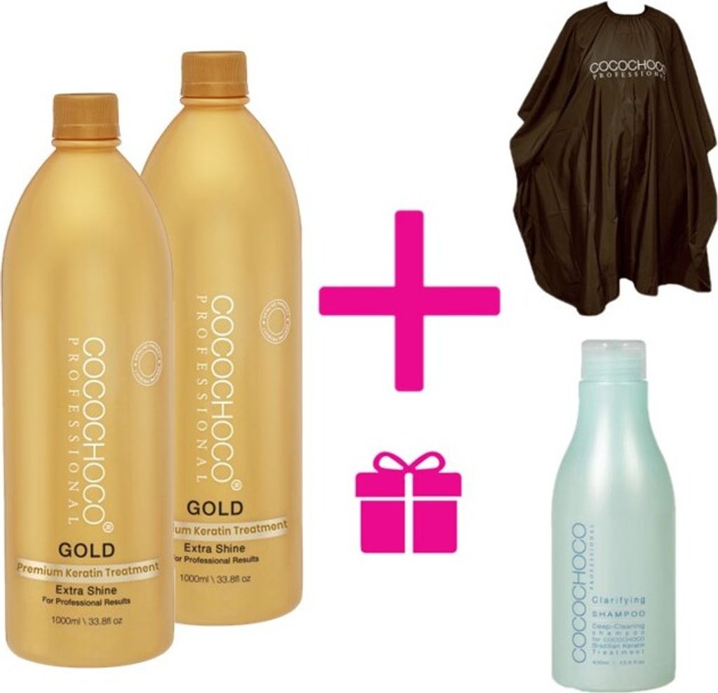 Brasilianisches Keratin Gold 1000ml + Reinigungs Shampoo Produktbild