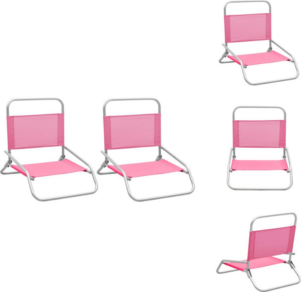 vidaXL Klappbare Strandstühle 2 Stk. Rosa Stoff -  Produktbild 