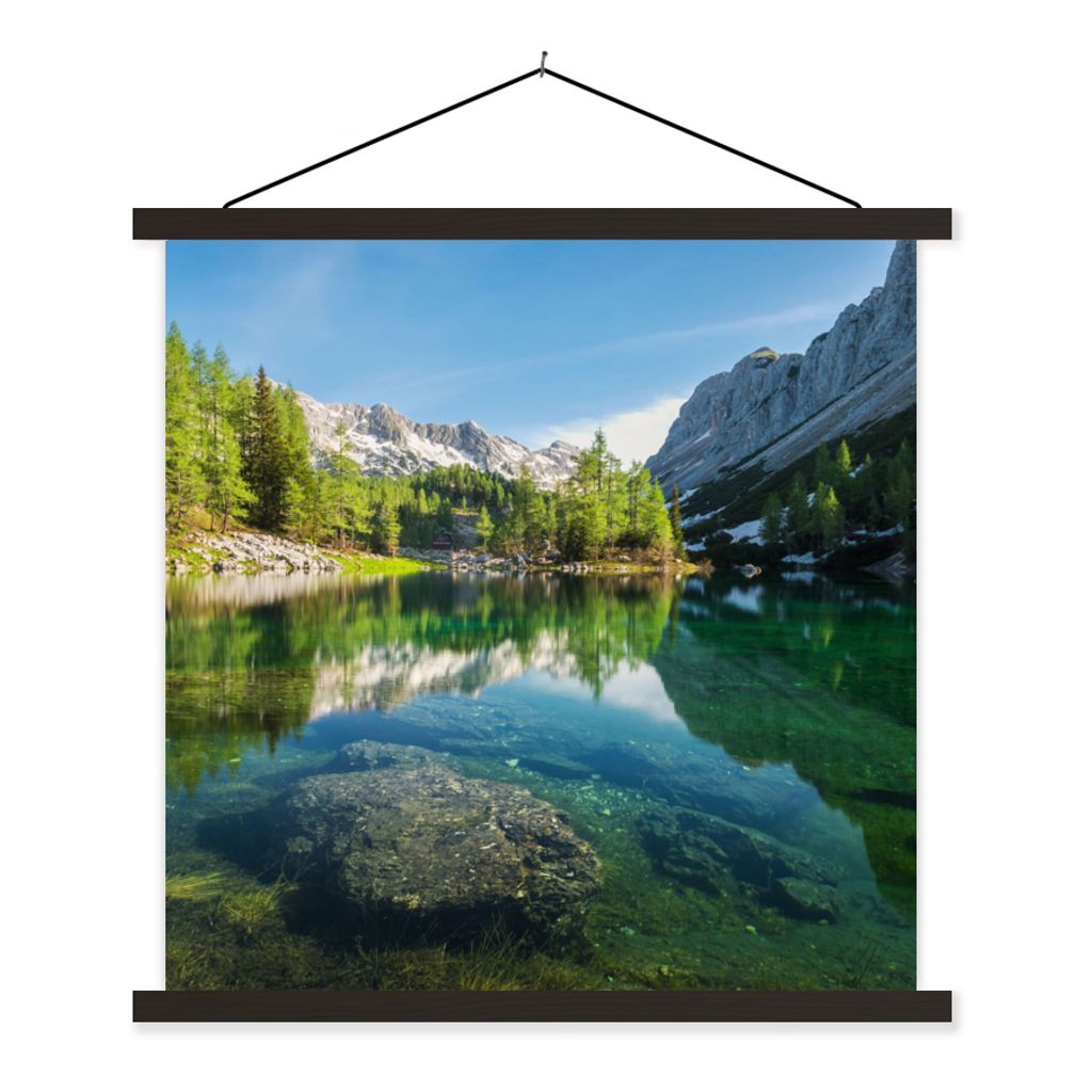 MuchoWow Textilposter Wasser - Berge - Felsen 40x40 cm mit schwarzem Rahmen - Fotos