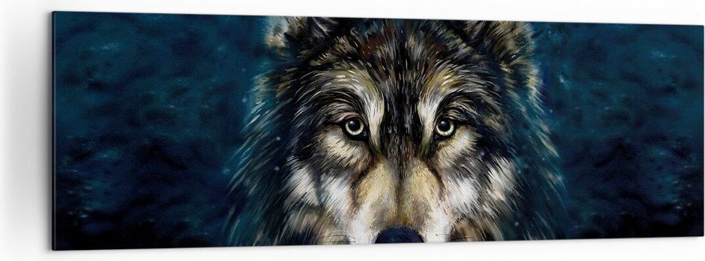Bild auf Leinwand - Leinwandbild - Einteilig - Wolf Dunkel Grafik - 160x50cm - Wand Bild - Wanddeko - Wandbilder - Leinwanddruck - Bilder - Wanddek...