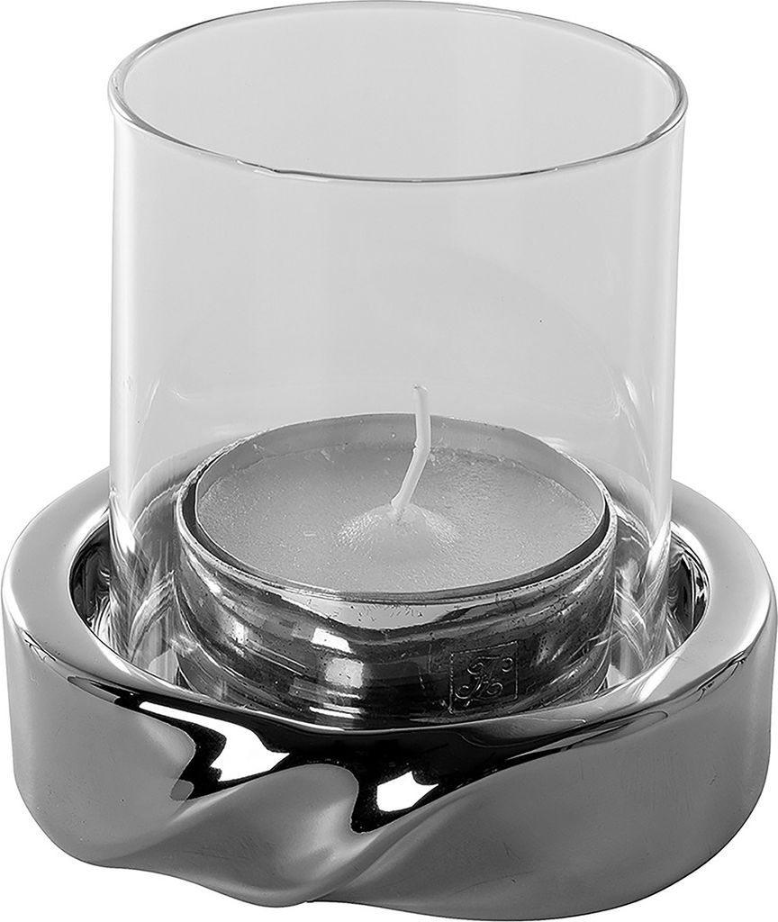Fink Windlicht mit Glas Le Decor silberfarben Keramik Höhe Produktbild 3