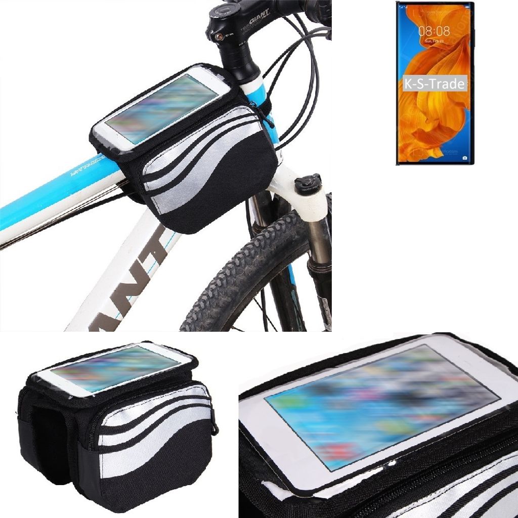 K-S-Trade Rahmentasche Fahrrad-Halterung kompatibel mit Huawei Mate Xs Rahmenhalterung Fahrrad Handyhalterung Fahrradtasche Handy Smartphone Halterung